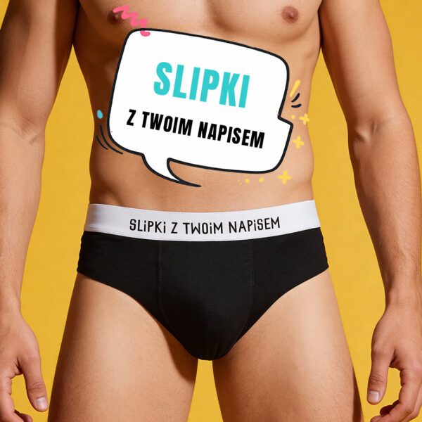 Slipy męskie z Twoim napisem na gumie – czarne