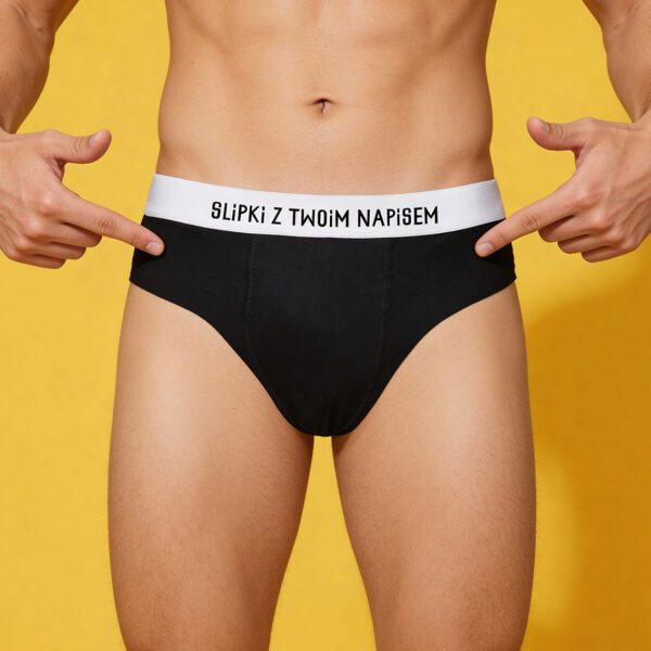 Slipy męskie z Twoim napisem na gumie – czarne