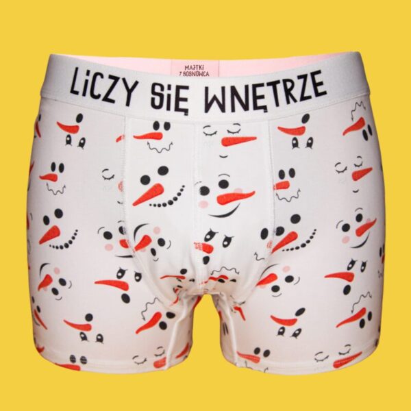 Liczy się wnętrze – bokserki bawełniane – Bałwanki białe
