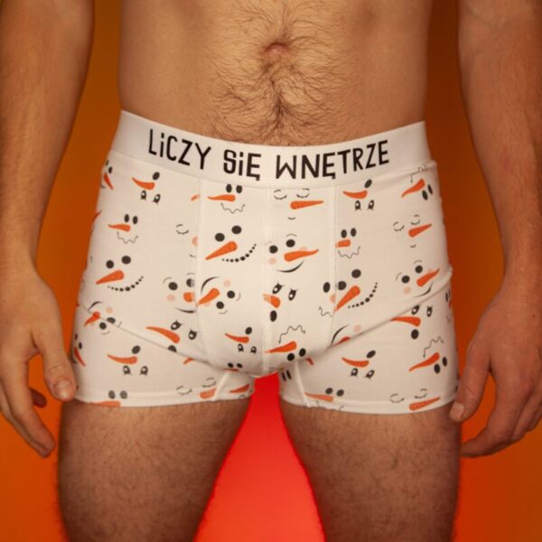 Liczy się wnętrze – bokserki bawełniane – Bałwanki białe
