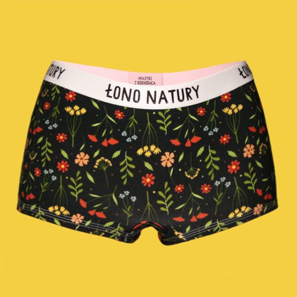 Łono natury – szorty bawełniane damskie – łąka