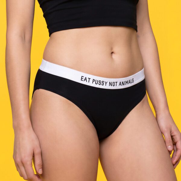 EAT PUSSY NOT ANIMALS – figi bambusowe damskie
