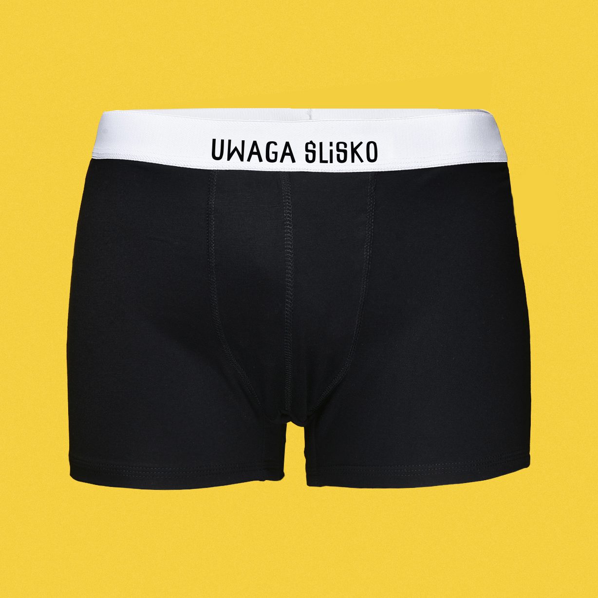 Bokserki bambusowe Uwaga ślisko – śmieszna bielizna męska z przesłaniem. Miękkie, szybkoschnące i idealne na prezent. Uszyte w Polsce!