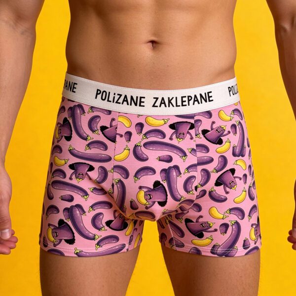 Polizane zaklepane – bokserki bawełniane – bakłażany