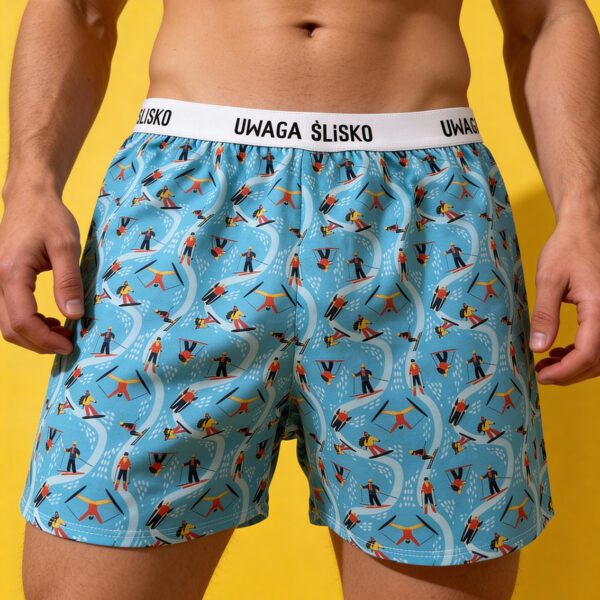 Uwaga Ślisko – luźne bokserki – narciarze