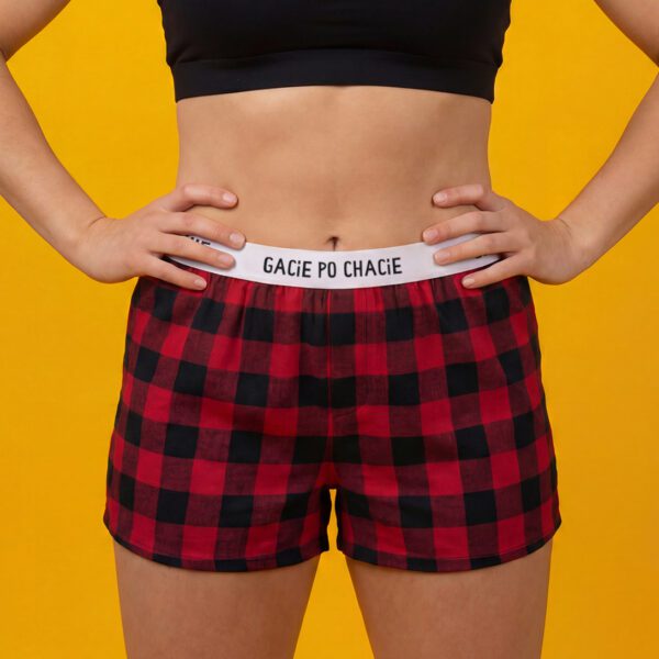 Piżama flanela – Gacie po chacie – czarny t-shirt