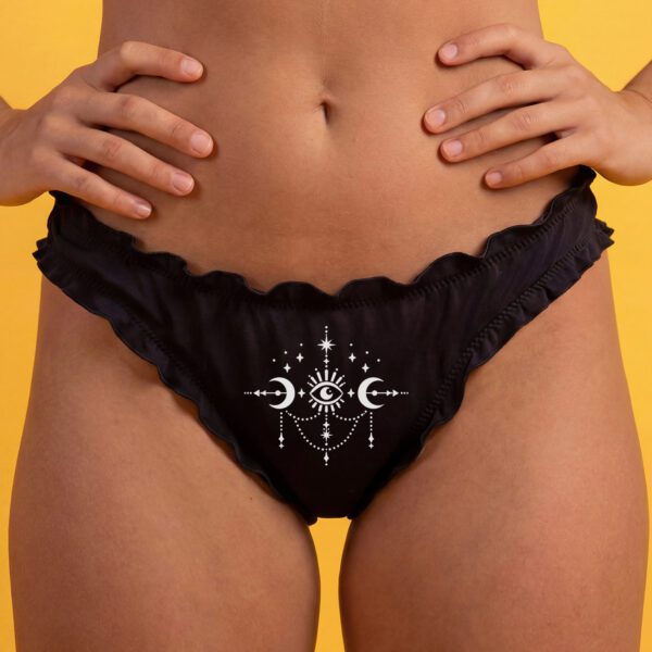 boho majtki - majtki bambusowe - falbanki - czarne