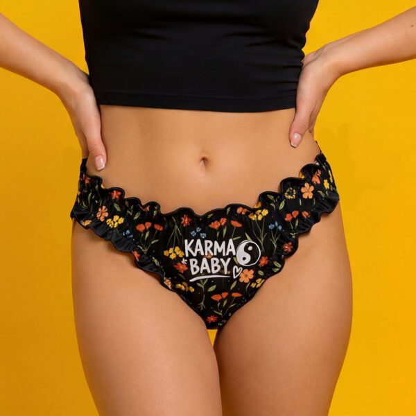 Karma Baby - majtki bawełniane - falbanki - kwiatki łąka