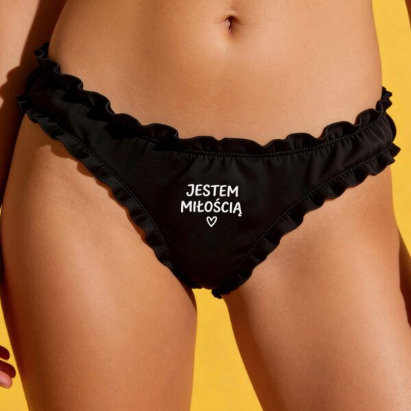 Jestem miłością – majtki bambusowe – falbanki – czarne