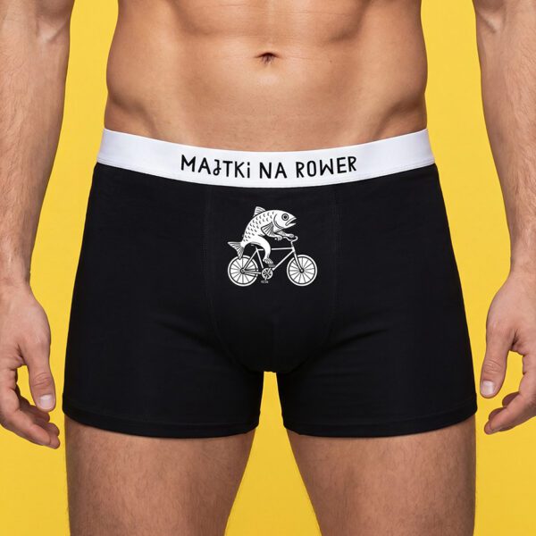 Majtki na rower - bokserki bawełniane - Ryba na rowerku
