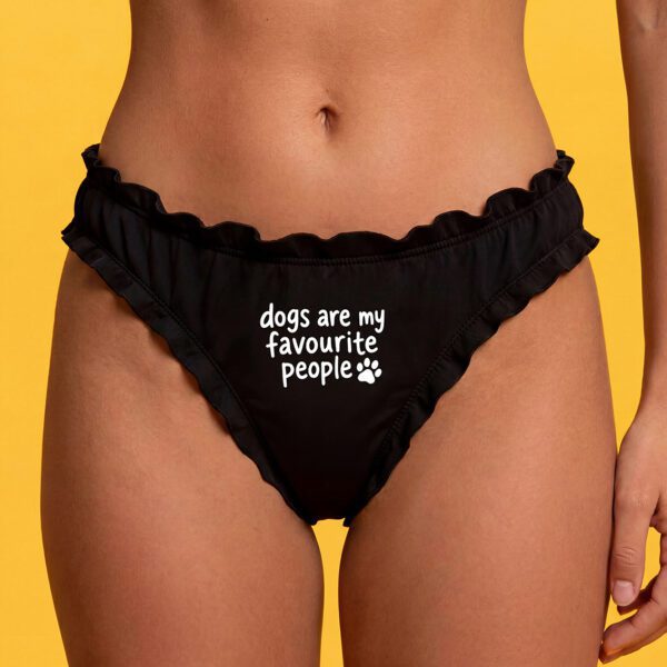 dogs are my favourite people – majtki bambusowe – falbanki – czarne