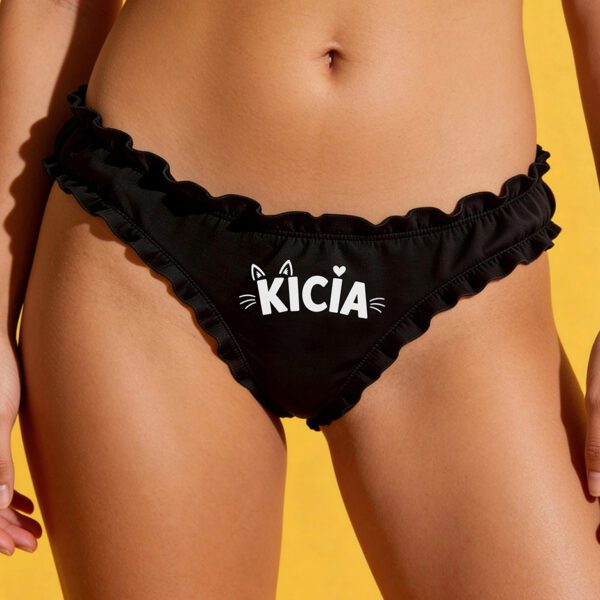 Kicia – majtki bambusowe – falbanki – czarne